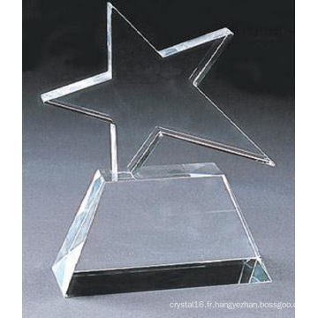 Trophée en verre de cristal avec étoile